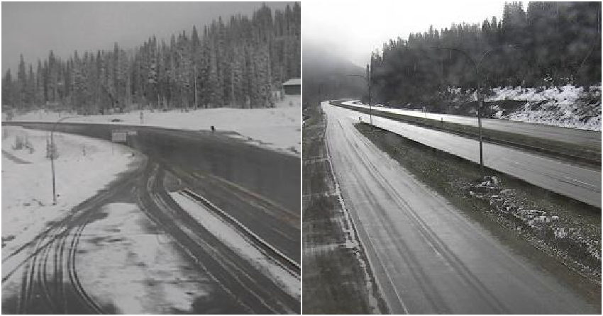 <who> Photo credit: DriveBC </who> Hwy 3 (left) and the Coquihalla this morning.