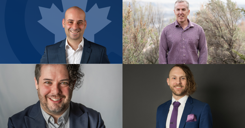 <who> Photo Credit: Various candidate websites </who> Frank Caputo, top left, Iain Currie, top right, Migeul Godau, bottom left, Chris Enns, bottom right. No picture of Jenna Lindley was made available.