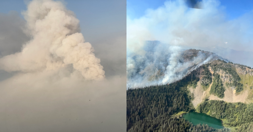 <who> Photo Credit: BCWS </who> The fire on on Sept. 4 (L) and on Sept. 1 (R).