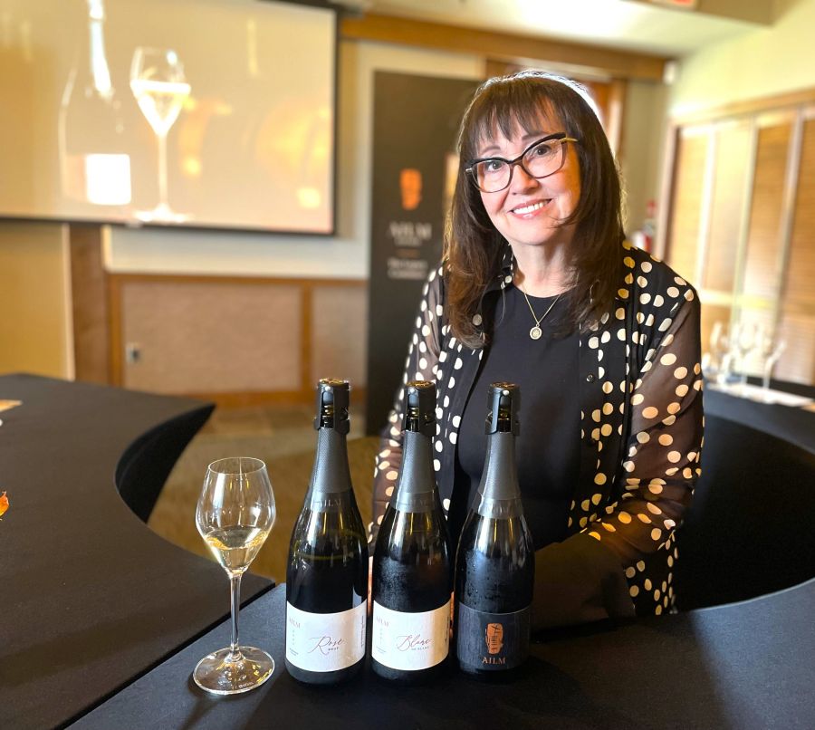 </who>Louise Dabisza, pictured here with the Ailm line up of sparkling wines, is the head sommelier at Quails' Gate Winery in West Kelowna.