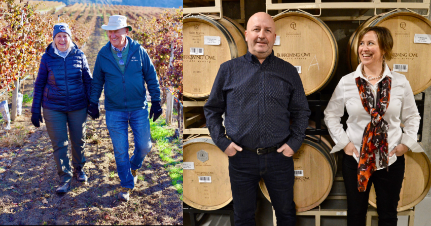 <who>Photo credits: Burrowing Owl Winery</who>The Wyse family are founders Midge and Jim, left, and brother-and-sister, Chris Wyse and Kerri Wyse McNolty.