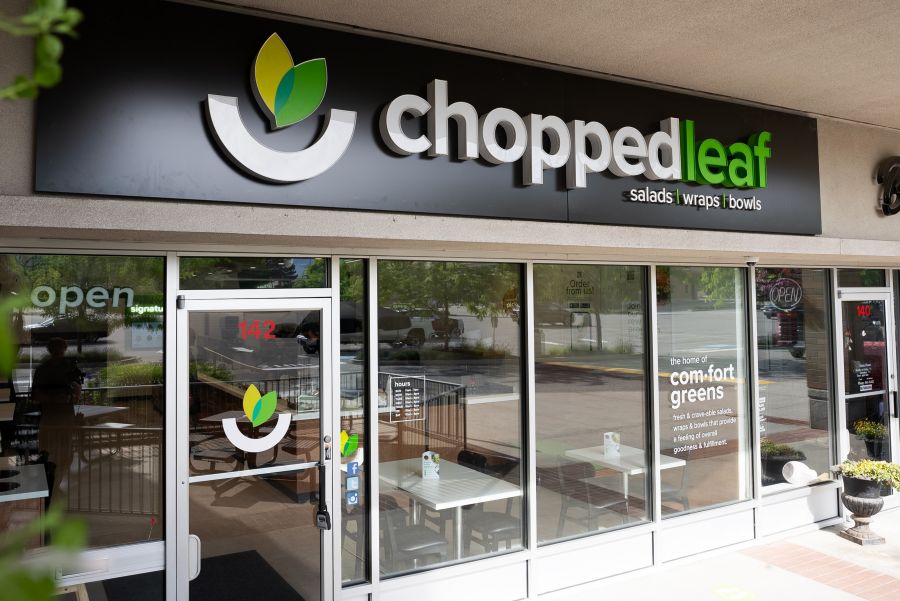 <who>Photo credit: Chopped Leaf</who>Exteriors sport the new logo and new signage.