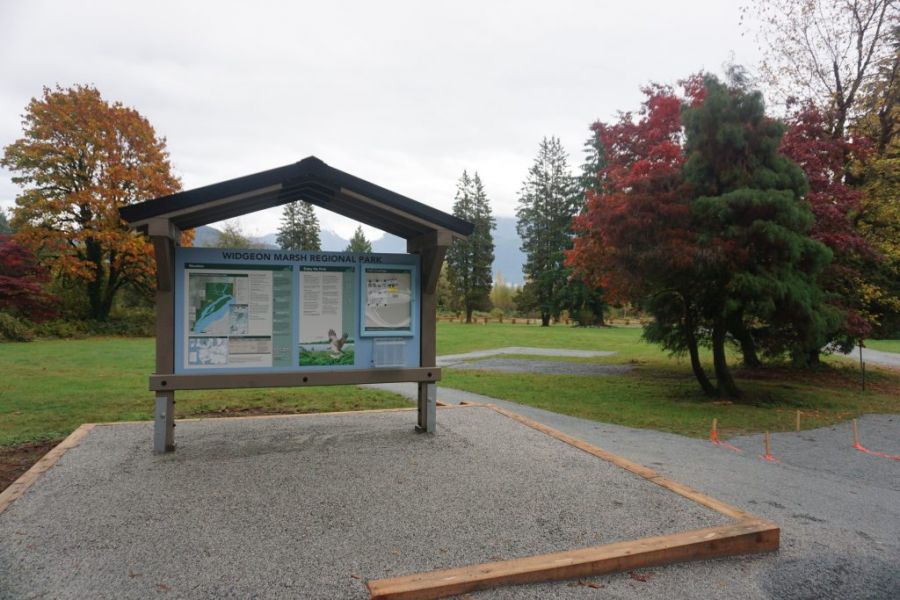 <who> Photo Credit: Patrick Penner, Local Journalism Initiative Reporter</who> A signboard at the entrance to the park’s meadow.
