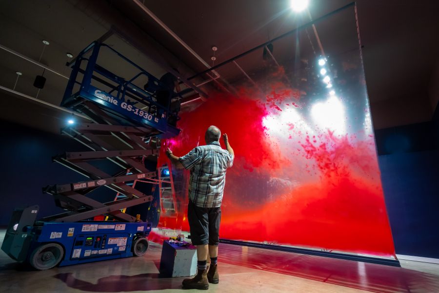 <who>Photo Credit: Gord Goble</who> Installation of "First Wave" begins at PAG