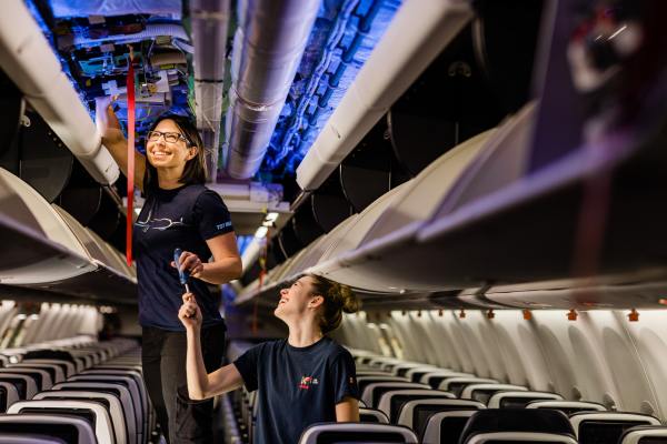 <who>Photo credit: KF Aerospace</who>KF Aerospace is hiring for entry-level positions in aircraft painting, hangar support and materials coordination as well as skilled trades in aircraft maintenance and retrofitting.
