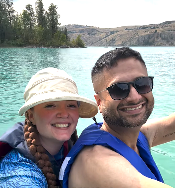 <who>Photo credit: khans.on.the.move TikTok</who> Also from TikTok -- the first foray on a paddleboard at Kalamalka Lake.