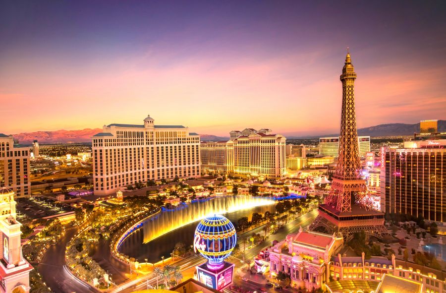 <who>Photo credit: Leo Visions on Unsplash</who>Las Vegas is hoping visits by Canadian tourists will rebound this fall and winter. This photo shows the Bellagio, Caesars Palace, Ballys and Paris hotels on the strip.
