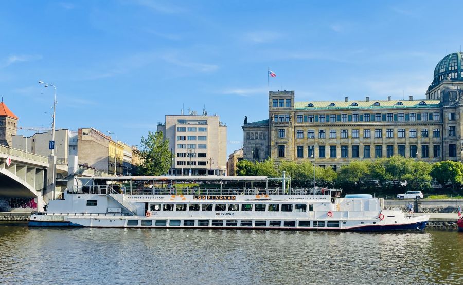 </who>Lod Pivovar – the floating brewery and pub – is tethered on the right bank of the Vltava River.