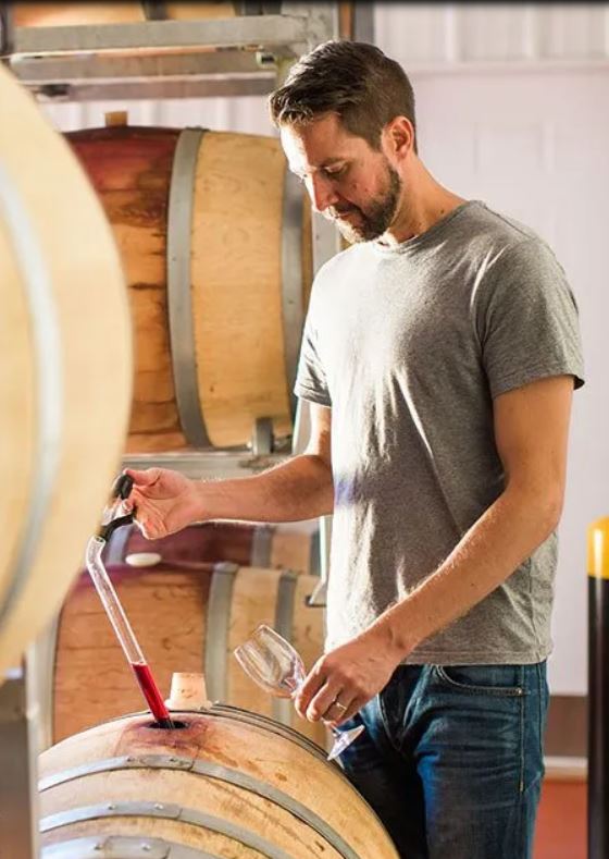 <who>Photo credit: Dirty Laundry Vineyard</who>Mason Spink is the winemaker who crafted the 'wine of the year' 2022 Cellar Series Gamay at Dirty Laundry Vineyard in Summerland.
