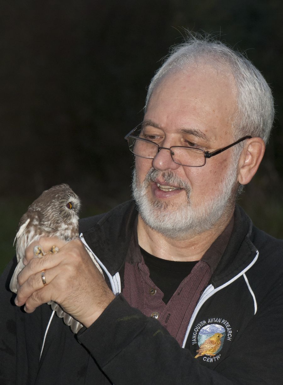 </who>Mike Howard is the birding director with the Central Okanagan Naturalists' Club. He's pictured here finishing banding a northern saw whet owl for the Vancouver Avian Research Centre.