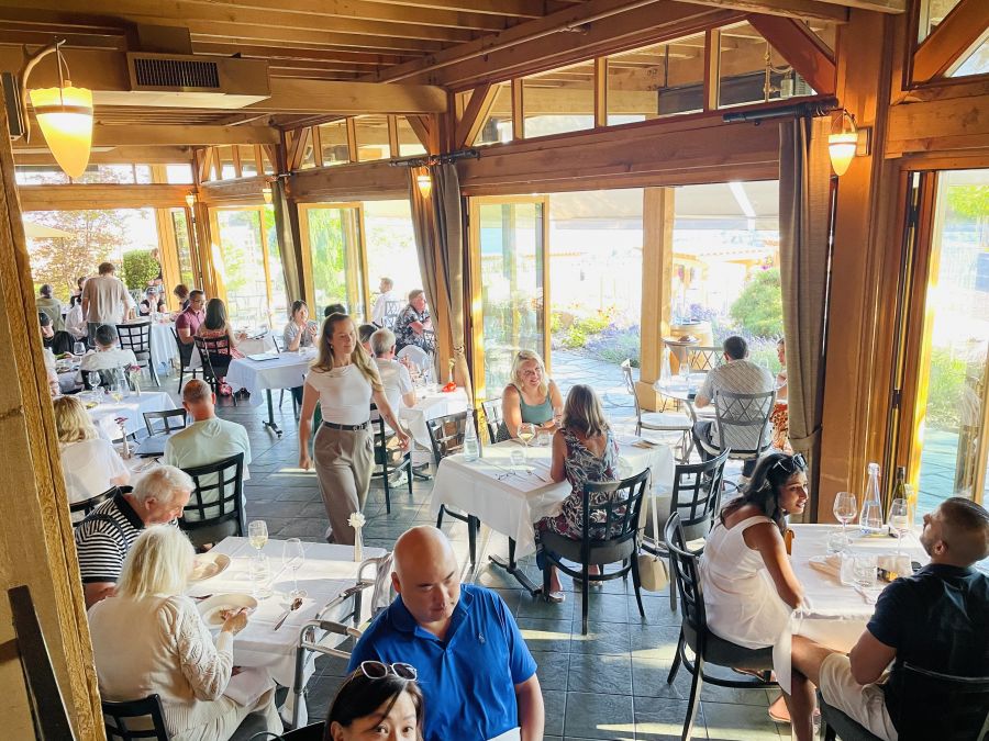 </who>Old Vines Restaurant at Quails' Gate Winery has both indoor, above, and outdoor, below, seating.
