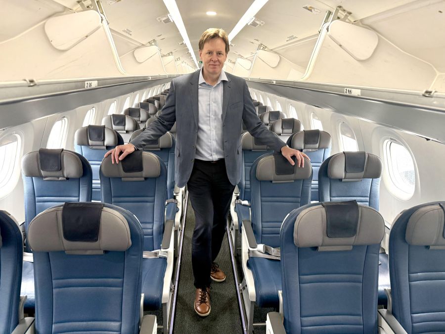 </who> Porter vice-president of network planning Andrew Pierce on the first Embraer E195-E2 jet that flew Ottawa to Kelowna.