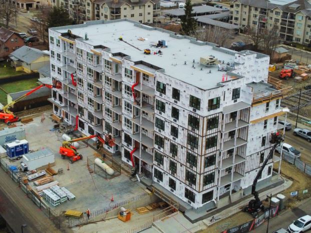 </who>Construction is well underway on the Troika-developed 285 Dougall apartment building in Rutland.