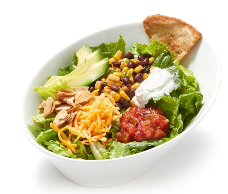 <who>Photo credits: Chopped Leaf</who>The menu staples of various types of salads, bowls and wraps remain the same. Pictured are the Santa Fe salad, above, the Bangkok bowl, below, and the Caesar wrap, below.