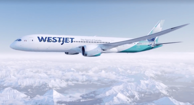 <who>Photo credit: WestJet</who>The order also for seven 787-9 Dreamliner widebody jets, with options for four more.