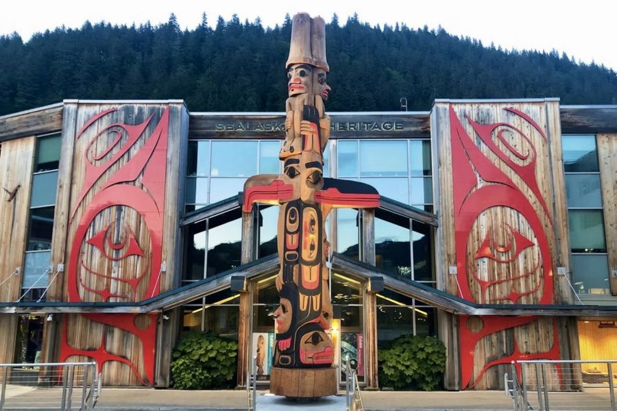 <who> Photo Credit: Brendan Sainsbury</who> TJ Young's 360-degree totem pole in front of Sealaska Heritage Institute in Juneau, Alaska.