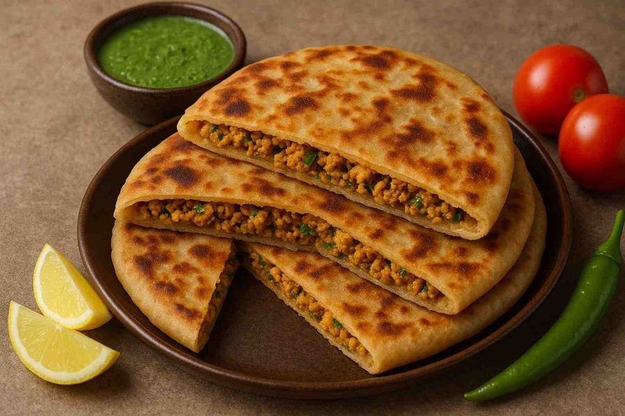 </who>Tula Restaurant at Little Straw Vineyards in West Kelowna serves chicken keema paratha.