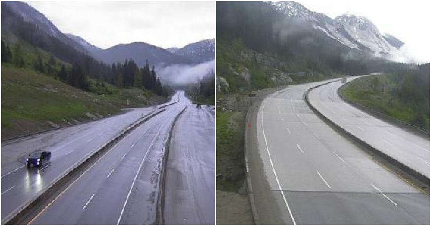 <who> Photo credit: DriveBC </who> The Coquihalla this morning.
