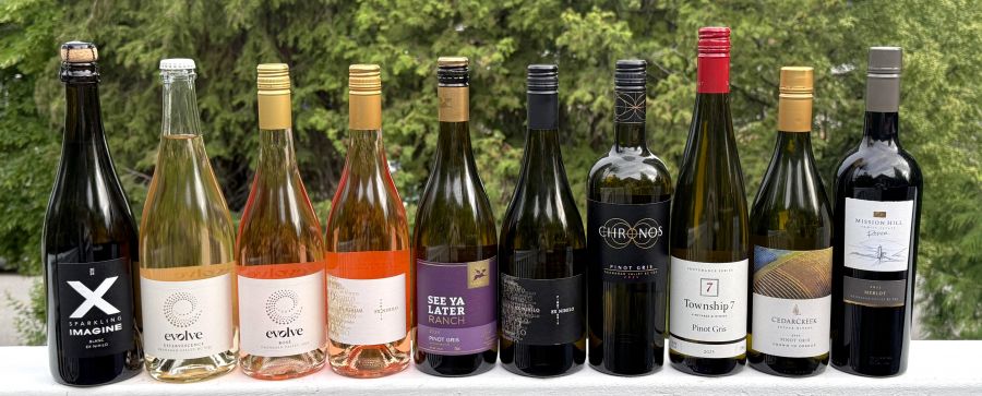 </who>Victoria Day long weekend wines. From left, Ex Nihilo Imagine Sparkling Blanc 2024 ($35), Evolve Effervescence ($27), Evolve 2025 Rose ($25), Ex Nihilo 2024 Rose ($33), See Ya Later Ranch 2024 Pinot Gris ($20), Ex Nihilo 2024 Pinot Gris ($32), Chronos 2025 Pinot Gris ($25), Township 7 Provenance Series 2025 Pinot Gris ($27), CedarCreek Reserve 2024 Pinot Gris ($25) and Mission Hill Reserve 2022 Merlot ($35).
