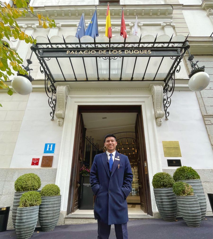 <who>Photo credit: Steve MacNaull/NowMedia Group</who>Doorman Diego at the Palacio de los Duques hotel.