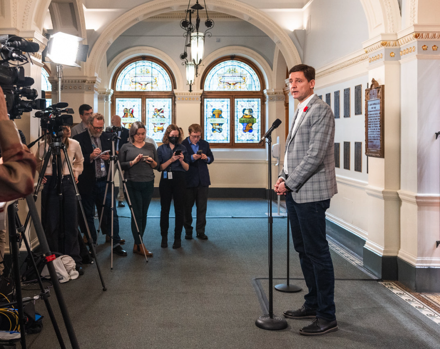 <who> Photo credit: BC Government </who> Premier David Eby.