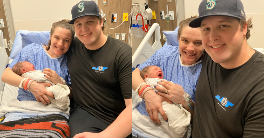 <who> Photo credit: Interior Health </who> The happy couple with their baby boy, Emerson.
