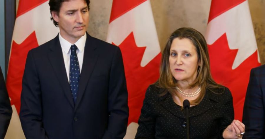 <who>Photo Credit: PMO</who>Trudeau and Freeland in 2023.