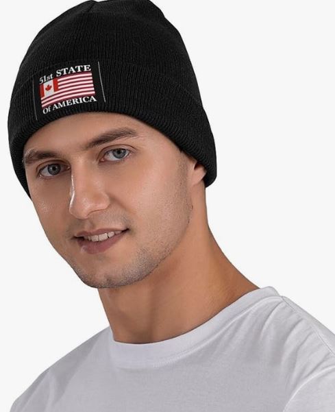 <who>Photo credit: Amazon website</who>A man models a 51st state toque by Cutehat on Amazon.