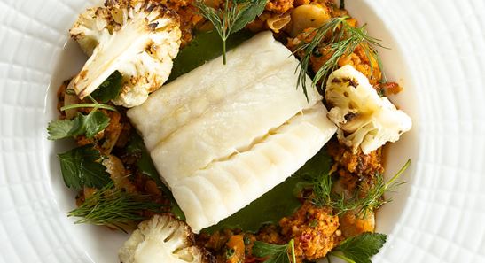 </who>The line-caught halibut on the menu at Old Vines Restaurant.