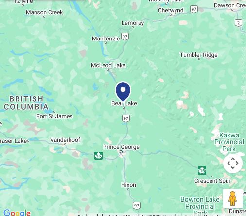 <who>Photo credit: Google Maps</who>Powder King is located off Highway 97 between Prince George and Mackenzie in what's known as the Pine Pass area of the Northern Rockies.