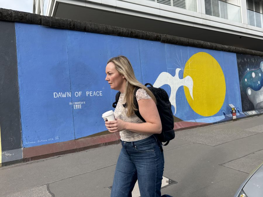 </who>Of course, there are lots of other murals on the Berlin Wall, including this one called ‘Dawn of Peace’.