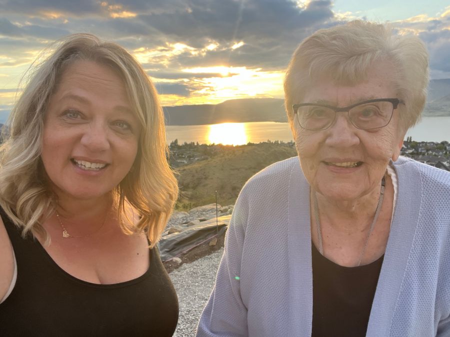 <who>Photo Credit: Contributed</who>Pam (R) with Mama Belle during her most recent visit to Kelowna.