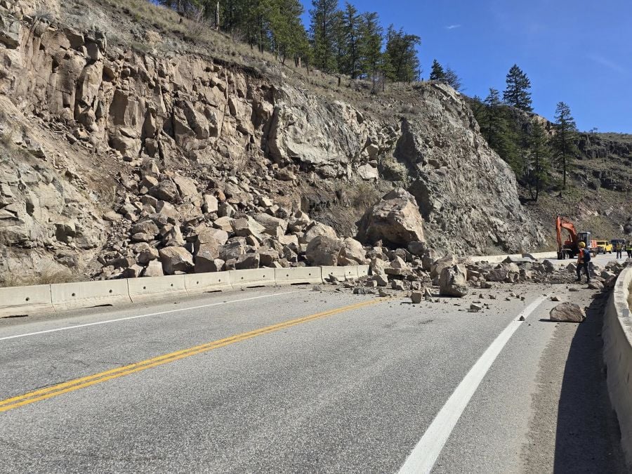 <who> Photo Credit: Lower Similkameen Indian Band </who> The rock slide earlier this week.