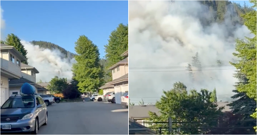 <who> Photo credit: Contributed </who> Stills from a video sent to NowMedia showing the fire on Monday.