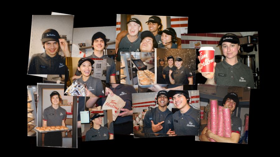 <who>Photo Credit: Tim Hortons</who>A scene from the new Tim Hortons national TV campaign inviting all aspiring team members to apply to join a Tim Hortons restaurant this summer.
