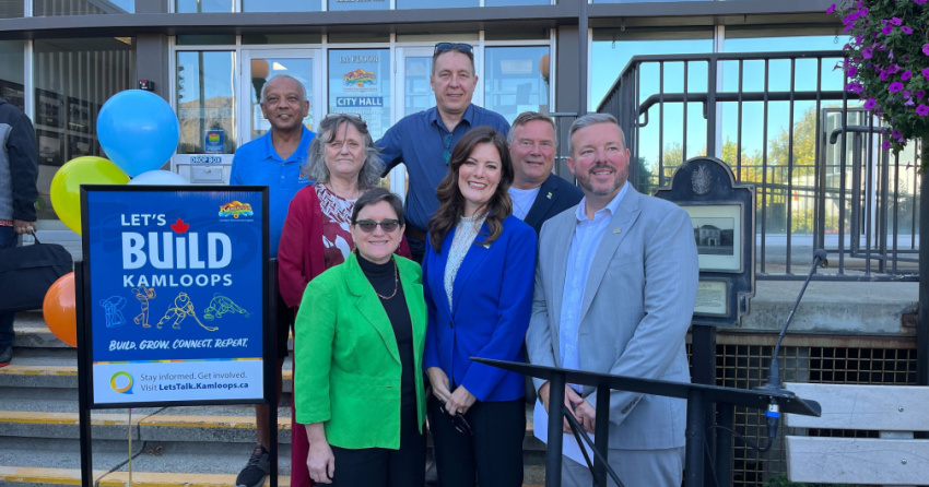 <who> Photo Credit: City of Kamloops </who> Top left to right: Cst Angie Larson, KFR Fire Guard Jeff Hodson, Geordon Llyod, Leann Kopytko, Mayor Reid Hamer-Jackson, Terry Denike, Jeremy Salamandyk, Jennifer Harbaruk, KFR Fire Guard Jaimie Soderstrom, Cst Carley Larsen. Bottom left to right: Deb McDougall-Bergstrand, Spencer Bryson, Janet Bryson, Jeanette Souliere.