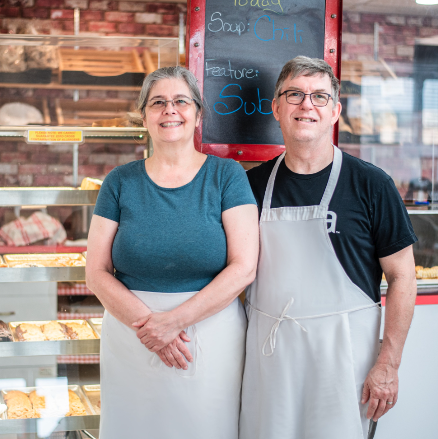 <who> Photo credit: Erwin’s Fine Baking and Deli via Facebook </who> Robyn and Shawn Haley owners of Erwin’s Fine Baking and Deli.