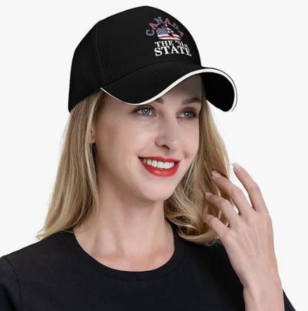 <who>Photo credit: Amazon website</who>A woman models a 51st state hat by Cheyuan on Amazon.